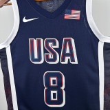 2024 Olympic Game USA LEONARD # 8 Blue Basketball Jersey