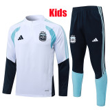 26/27 Argentina White Kids Half Pull Tracksuit ##E26003(童装/半拉链）