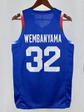 2024 Olympic Game France  Wembanyama #32 Blue Basketball Jersey