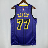 20/21 LAKERS DONCIC'#77 Striped Purple Top Quality Hot Pressing NBA Jersey