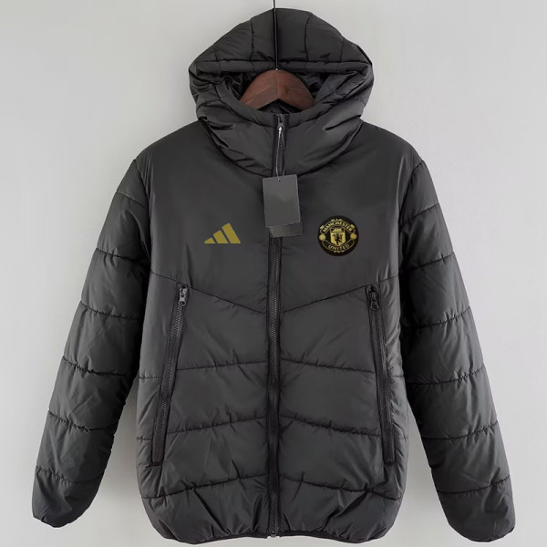 24/25  Man Utd Black Hooded Cotton Coat(Gold Labell) 连帽棉衣(金标）