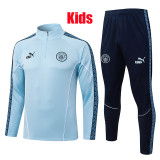 26/27 Man City Sky Blue Kids Half Pull Tracksuit #E25229 (童装、半拉链)