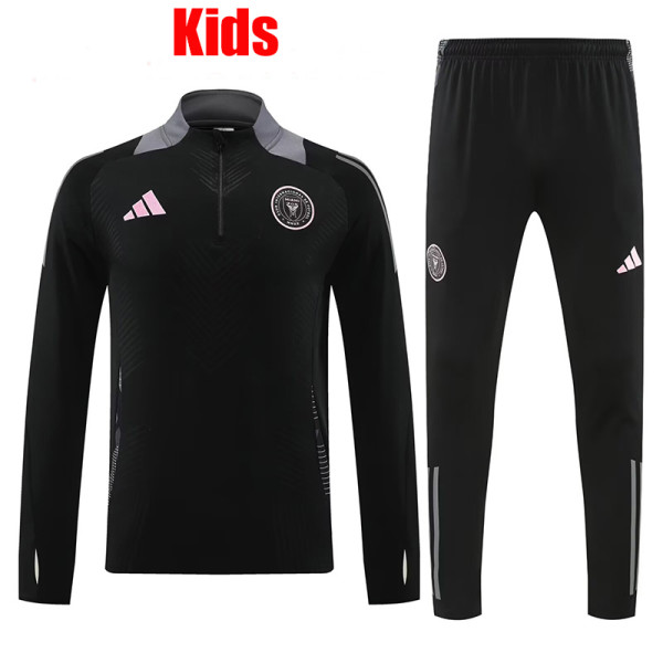 24/25 Inter Miami Black  Kids Half Pull Tracksuit  (童装、半拉链)