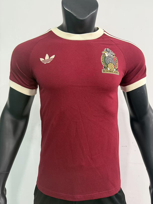 2025  Mexico Maroon 1:1 Pure Cotton T-shirt(纯棉)