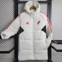23/24 River Plate White Hooded Cotton Coat Red Edge (红色边) 棉衣