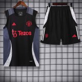 24/25 Man Utd BlackTank top and shorts suit