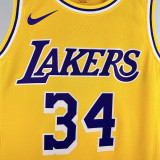22/23 LAKERS O'NEAL  #34 Yellow Circle Neck  Top Quality Hot Pressing NBA Jersey（圆领）