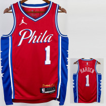 22/23 76ERS HARDEN #1 Red Top Quality Hot Pressing NBA Jersey (Trapeze Edition) 飞人版