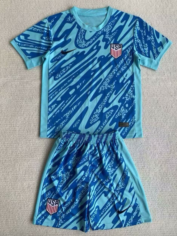 24/25 USA Blue Goalkeeper Kids Soccer Jersey