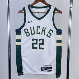22/23 BUCKS MIOOLETON #22 Home White Top Quality Hot Pressing NBA Jersey(V领)