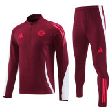 24/25  Bayern Bordeaux  Kids Half Pull Tracksuit  (童装、半拉链)