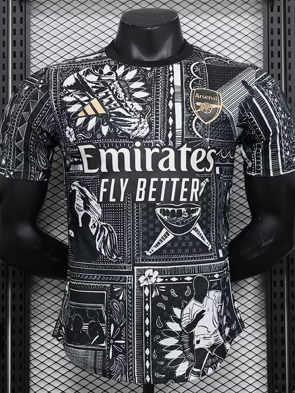 23/24 ARS Black Pattern  Player Version Retro Soccer Jersey