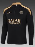 24/25 PSG Black  Half Pull Tracksuit  (半拉链)