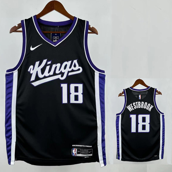 23/24 KINGS WESTBROOK #18 Black Top Quality Hot Pressing NBA Jersey