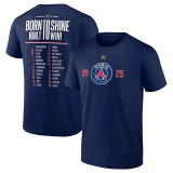 2025 PSG Navy Blue Champions League pure cotton T-shirt#No.7(纯棉、海军蓝 ）