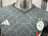 24/25  Algeria Black Check  Player Version Soccer Jersey（胸前白广告）(V领）