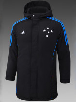 24/25 Cruzeiro Black Hooded Cotton Coat 黑连帽棉衣