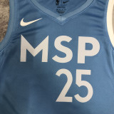 2019/2020 Timberwolves ROSE #25 Sky Blue Retro Top Quality Hot Pressing NBA Jersey