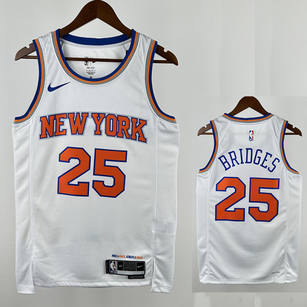 KNICKS BRIDGES #25 White Top Quality Hot Pressing NBA Jersey