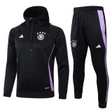 24/25 Germany Black Hooded  Half Pull Tracksuit(Add Fluff)  (半拉链、加绒F600)