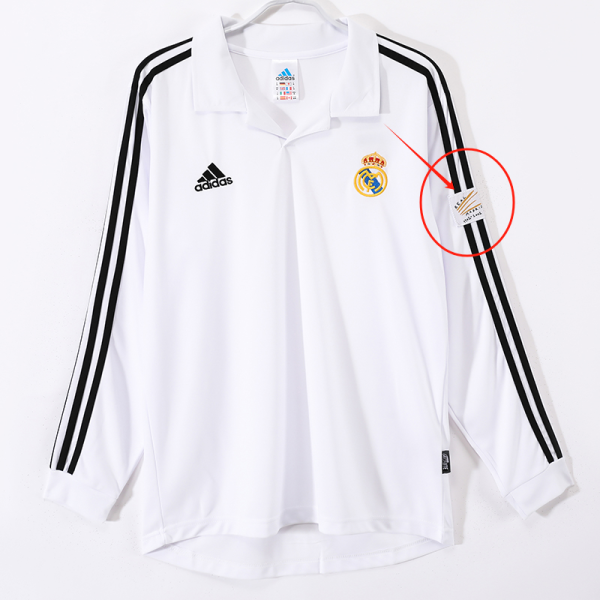 2002/2003 RMA Home  Long Sleeve  Retro Soccer Jersey 欧冠版