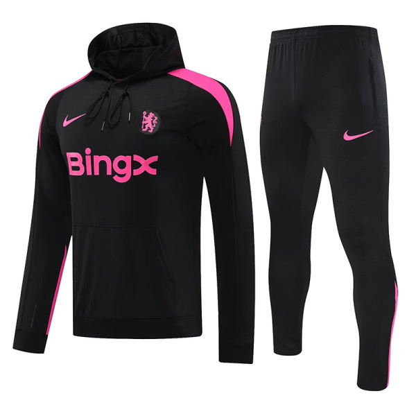 24/25 CHE Black Pink Hooded  Tracksuit