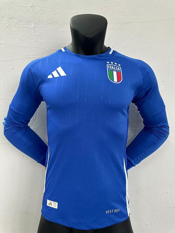 2024 Italy Home  Long Sleeve  Player Version Soccer Jersey