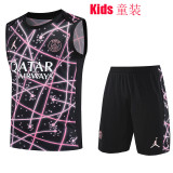 25/ 26 PSG Black network Kids Tank top and shorts suit童装