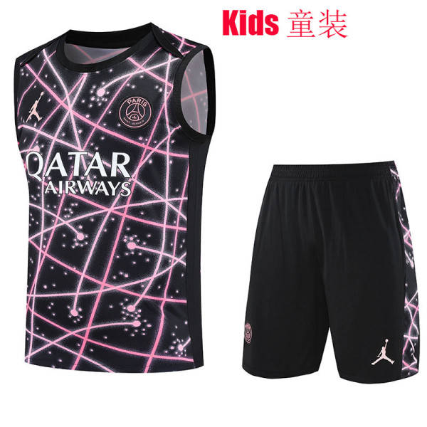 25/ 26 PSG Black network Kids Tank top and shorts suit童装