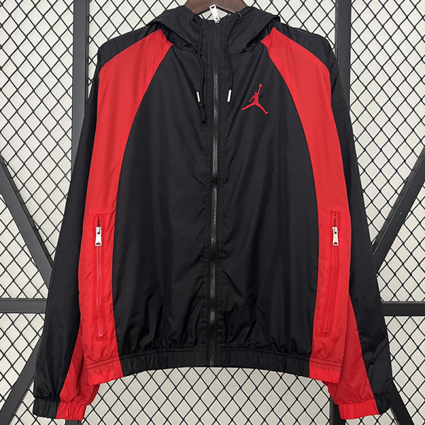 2024 New Jordon Black Red Windbreaker(连帽）