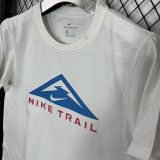 2025 T255  Triangle Mountain NK  White  Pure Cotton  Blue T-shirt