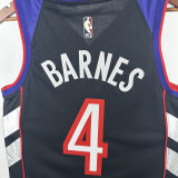 24/25 Raptors  BARNES # 4  Blue Retro Top Quality Hot Pressing NBA Jersey
