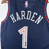 23/24 76ERS HARDEN #1 Dark Blue City Edition Top Quality Hot Pressing NBA Jersey