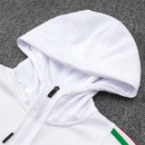 24/25 Italy White Hooded  Half Pull Tracksuit(Add Fluff)  (半拉链、加绒F596)