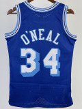 1996/97 LAKERS O'NEAL #34 Blue Retro Top Quality Hot Pressing NBA Jersey(圆领）