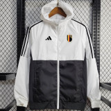 24/25 Belgium White & Black  Hooded Windbreaker