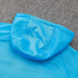 24/25 Man City SKY Blue Hooded  Half Pull Tracksuit(Add Fluff)  (半拉链、加绒F606)