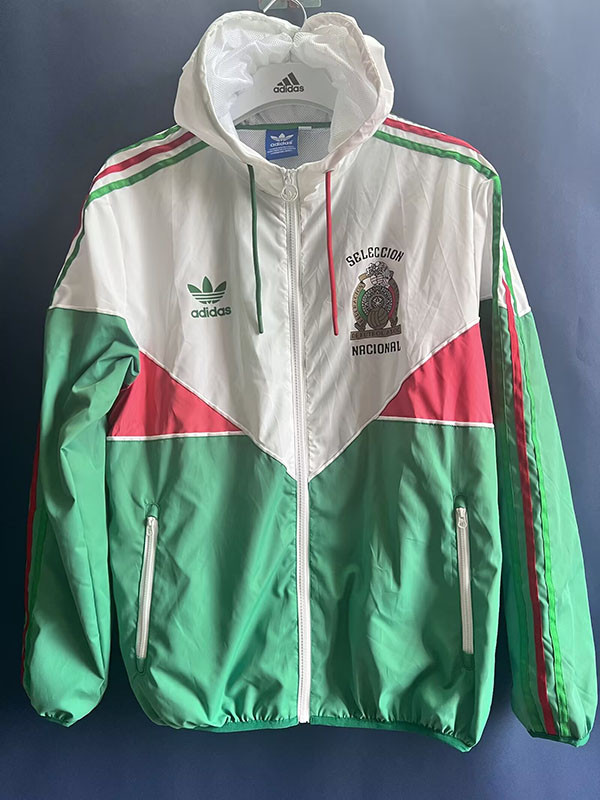 24/25 Mexico White Green Hooded Windbreaker