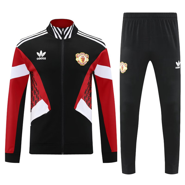 25/26  Man Utd Black & Red Retro Jacket Tracksuit#F14