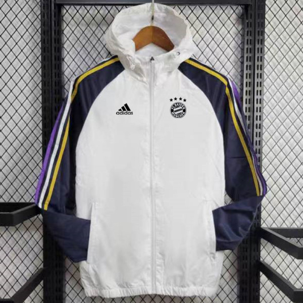24/25 Bayern White & Royal Blue Hooded Windbreaker