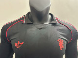 24/25 Man Utd Black Leisure Long Sleeve Player Version Retro Soccer Jersey