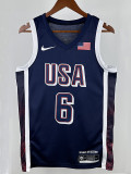 2024 Olympic Game USA  JAMES # 6 Blue Basketball Jersey