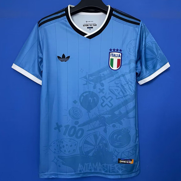 25/26 Italy Game Edition Blue Fans Soccer Jersey