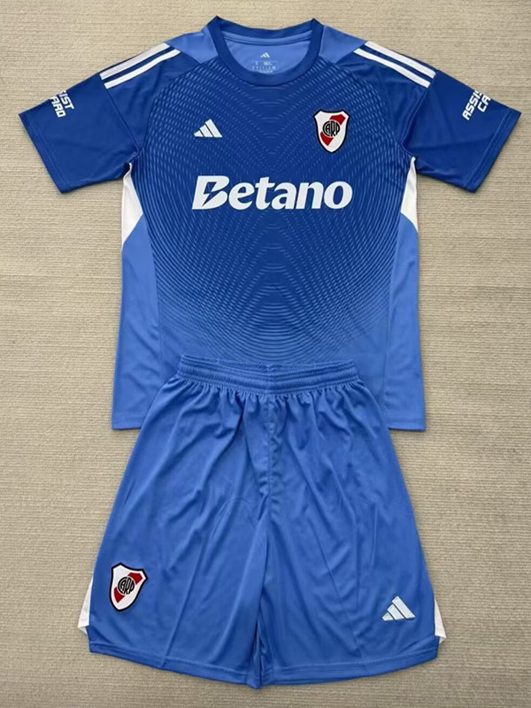 25/26 River Plate Goalkeeper Blue Kids  Soccer Jersey