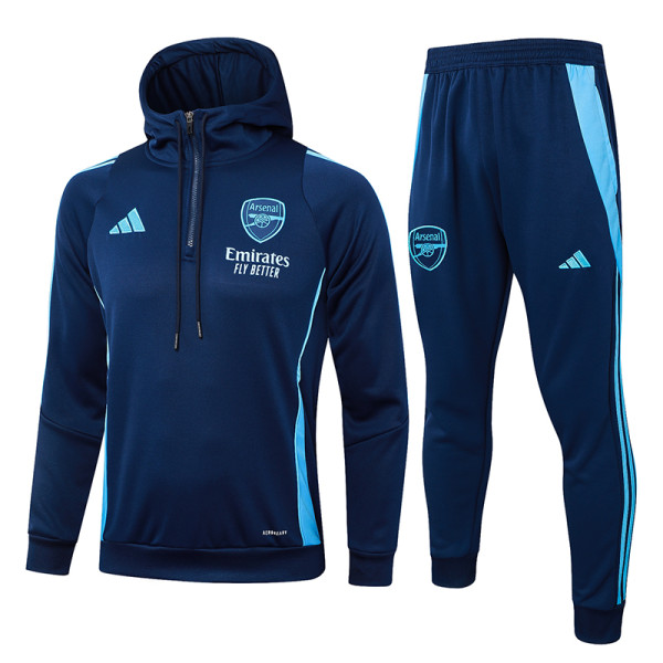 24/25  ARS Dark Blue Hooded  Half Pull Tracksuit(Add Fluff)  (半拉链、加绒F607)