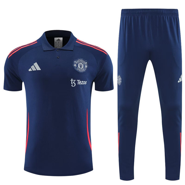 25/26  Man Utd Royal Blue Polo Collar Pants Set