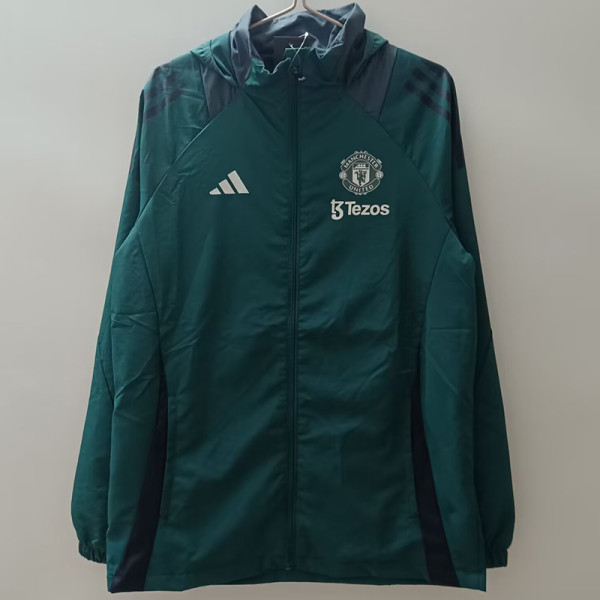 2025  Man Utd Green Hooded Windbreaker连帽