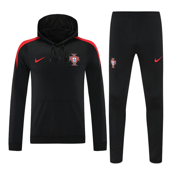 25/26 Portugal Black Red sleeve Hooded  Tracksuit