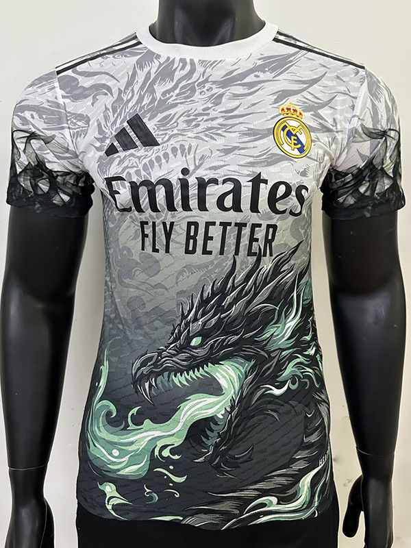 25/26 RMA Dragon Pattern White Black  Player Version Training Shirts（圆领）