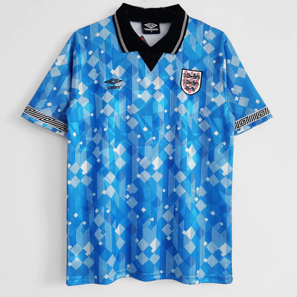 1990 England Away Blue Retro Soccer Jersey